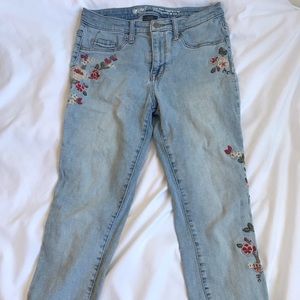 Embroidered floral jeans